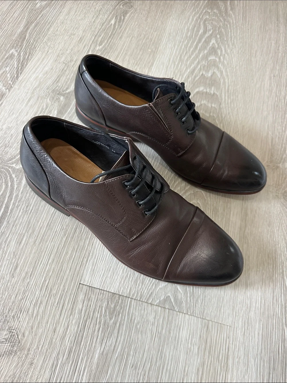Men's Dark Brown Leather Cap-Toe Derby Shoes
